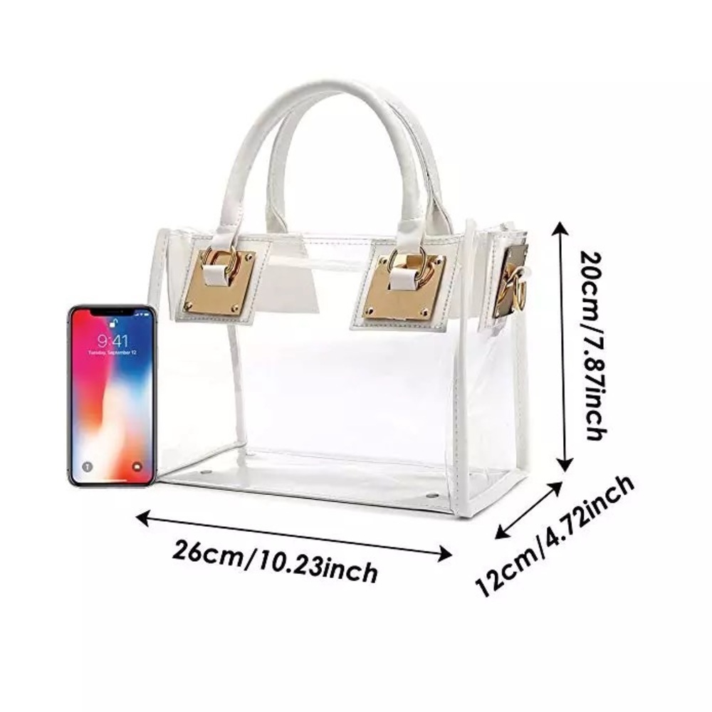 Pink 2 in 1 Clear PVC Bag w/ Makeup Pouch - Picture 10 of 12